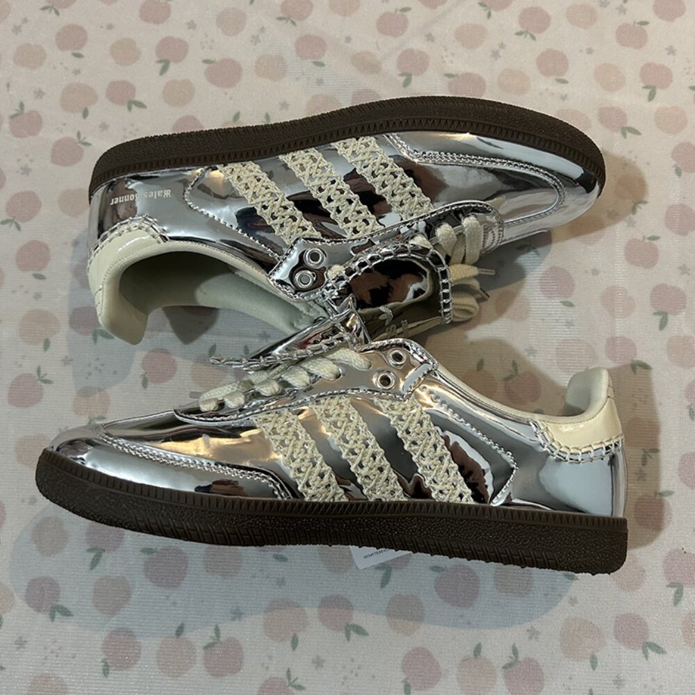 adidas Silver and Cream Sneakers